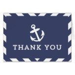 Navy Nautical Chevron Thank You Card