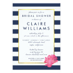 Navy Stripe & Pink Peony Bridal Shower Invitations