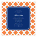 Orange and Royal Blue Quatrefoil Bridal Shower Card