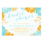 Orange and Turquoise Modern Floral Bridal Shower Card