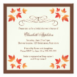 Orange autumn leaves elegant fall bridal shower card