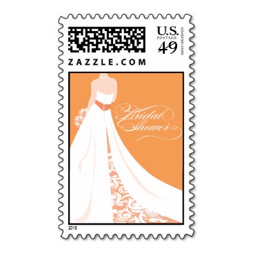Orange Bridal Shower Postage Stamp