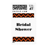 Orange Chevron Glitter Bridal Shower Postage
