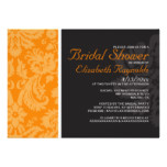 Orange Damask Bridal Shower Invitations