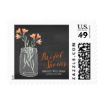 Orange Flowers Mason Jar Chalkboard Bridal Shower Postage Stamp