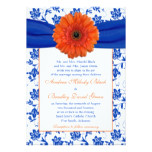 Orange Gerber Cobalt Floral Wedding Invitation
