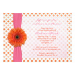 Orange Gerber Polka Dot Bridal Shower Invitation