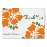 Orange Hibiscus Thank You Notes Cards
