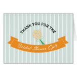 Orange & Mint Green Stripe Bridal Shower Thank You Card
