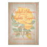 Orange Rustic Floral Bridal Shower Invitations