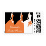 Orange / White Modern Bride Bridal Shower Stamp