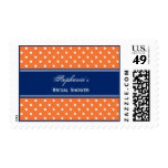 Orange, White Polka Dot with Royal Blue Postage Stamp