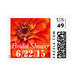 Orange Zinnia Floral Bridal Shower Postage Stamps