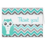 Owl Baby Shower Thank You Note Green Chevron Card