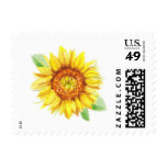 Painted Yellow Sunflower Postage Stamps