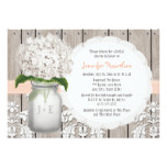 Peach and White Hydrangea Mason Jar Bridal Shower Card