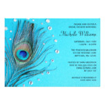Peacock Feather Jewels Aqua Bridal Shower Card