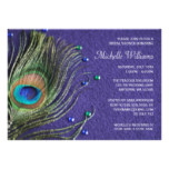 Peacock Feather Jewels Purple Bridal Shower Card