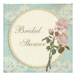 Pearls & Lace Shabby Chic Roses Bridal Shower Card
