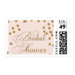 pink and gold glitter bridal shower stamps