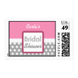 Pink and Gray Polka Dot Theme Bridal Shower D03 Postage Stamp
