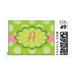 Pink and Green Monogram Postage