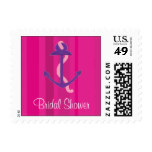 Pink and Purple Nautical Anchor Bridal Shower Postage Stamp