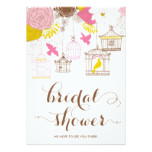 Pink and Yellow Birdcage Spring Bridal Shower II Card