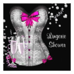Pink Black Corset Lingerie Bridal Shower Card