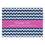Pink Blue Chevron Bridal Shower Thank You Card