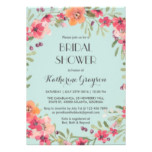 Pink Blue Vintage Flower Bridal Shower Invitation