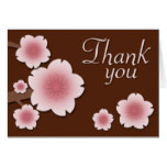 Pink & Brown Cherry Blossom Thank You Card