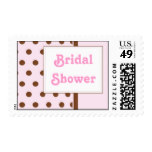 Pink & Brown Polka Dots - Bridal Shower Postage Stamp