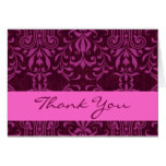 Pink Burgundy Vintage Look Damask Thank You V212c Card