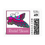 Pink Butterfly Bridal Shower Postage Stamp