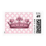 Pink Crown Princess Birthday Party Postage Stamp