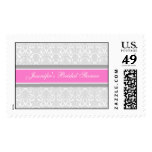 Pink Damask Bridal Shower Wedding Stamps