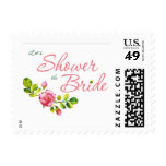 Pink Floral Bridal Shower Design Stamp