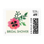 Pink Floral Bridal Shower Postage Stamps