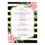 Pink Floral Stripes | Bridal Shower Luncheon Menu Card