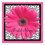 Pink Gerbera Daisy Black Bridal Shower Invitation