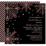 Pink Glittery Snowflakes Winter Bridal Shower Card