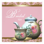 Pink Gold Damask Bridal Tea Shower Card