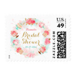 Pink Gold Floral Cake Wreath Bridal Shower Stamps