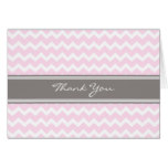 Pink Gray Chevrons Baby Shower Thank You Card
