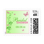 Pink Green Floral Butterfly Bridal Shower Postage