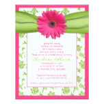 Pink Green Gerbera Daisy Bridal Shower Invitation
