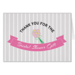 Pink & Grey Stripe Bridal Shower Thank You Card