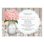 Pink Hydrangea Monogrammed Mason Jar Bridal Shower Card