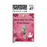 Pink Mad Hatter Wonderland Tea Party Bridal Shower Stamp